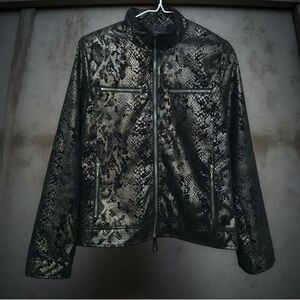 Faux Snakeskin Zip Up Jacket w/ Pockets